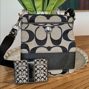 NWOT Coach Small Crossbody and Wallet. Black.